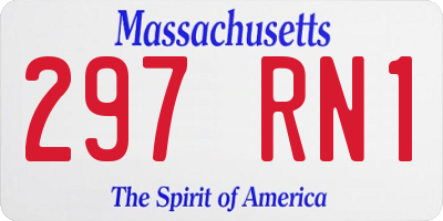 MA license plate 297RN1