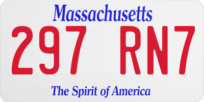MA license plate 297RN7
