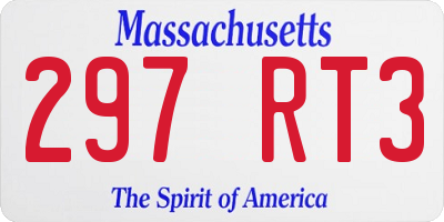 MA license plate 297RT3