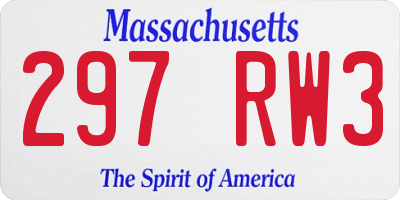 MA license plate 297RW3