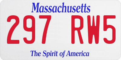 MA license plate 297RW5