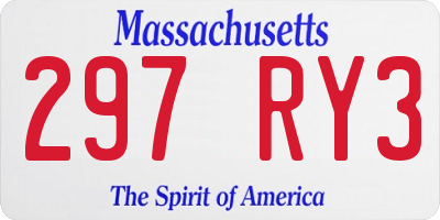 MA license plate 297RY3