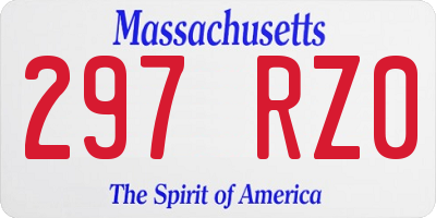 MA license plate 297RZ0