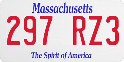 MA license plate 297RZ3