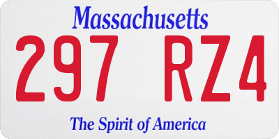 MA license plate 297RZ4
