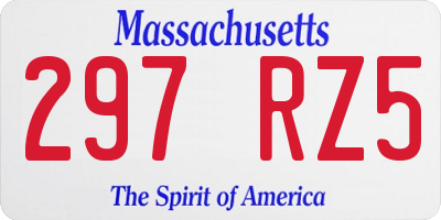 MA license plate 297RZ5
