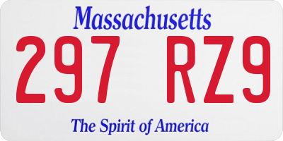 MA license plate 297RZ9