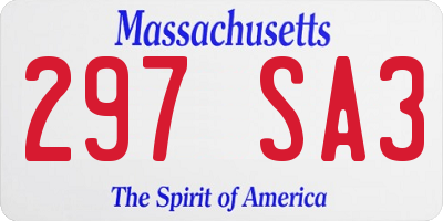 MA license plate 297SA3