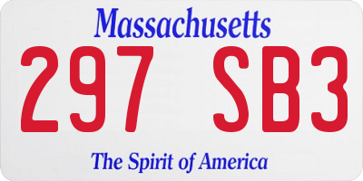 MA license plate 297SB3