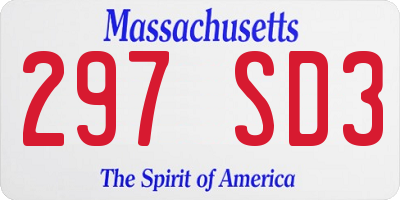 MA license plate 297SD3