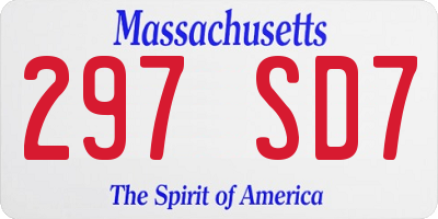MA license plate 297SD7