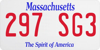 MA license plate 297SG3