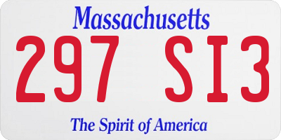 MA license plate 297SI3