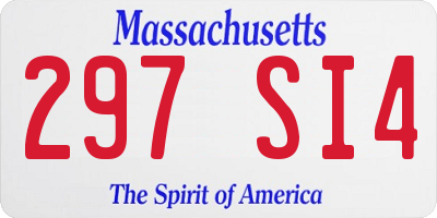 MA license plate 297SI4