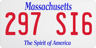 MA license plate 297SI6
