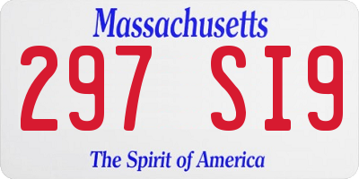 MA license plate 297SI9