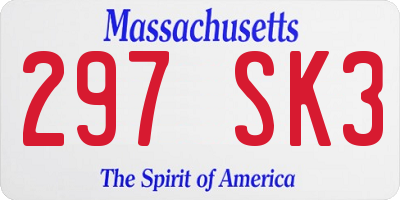MA license plate 297SK3