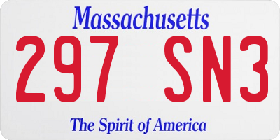 MA license plate 297SN3