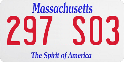 MA license plate 297SO3