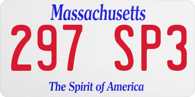 MA license plate 297SP3