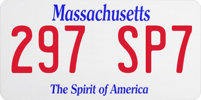 MA license plate 297SP7