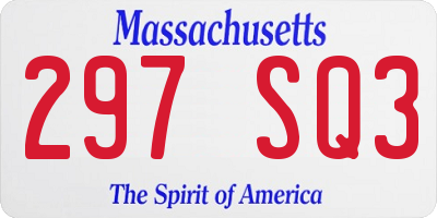 MA license plate 297SQ3