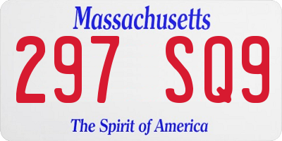 MA license plate 297SQ9