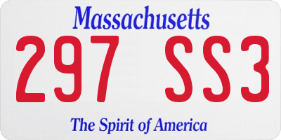 MA license plate 297SS3