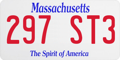 MA license plate 297ST3