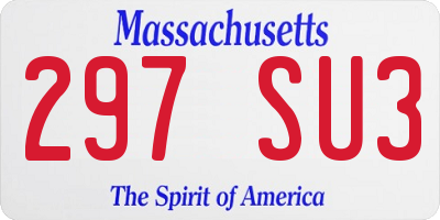 MA license plate 297SU3