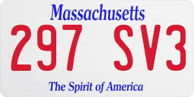MA license plate 297SV3