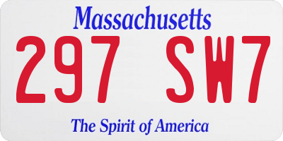 MA license plate 297SW7