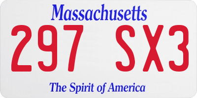 MA license plate 297SX3