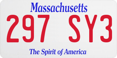 MA license plate 297SY3