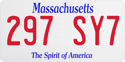 MA license plate 297SY7