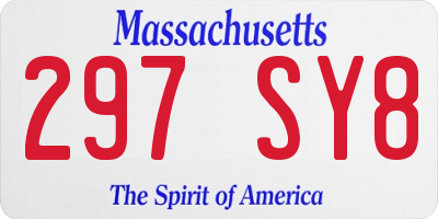 MA license plate 297SY8