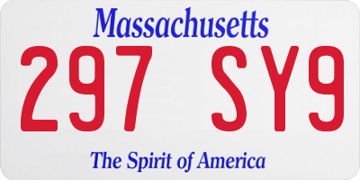 MA license plate 297SY9