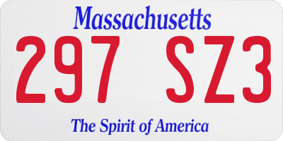 MA license plate 297SZ3