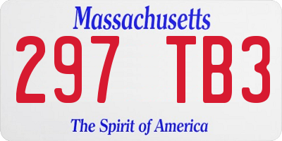 MA license plate 297TB3