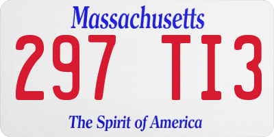 MA license plate 297TI3