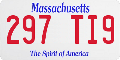 MA license plate 297TI9
