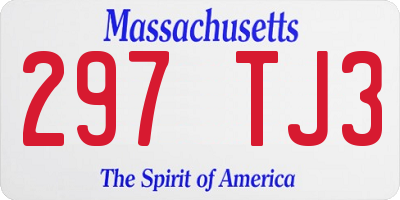 MA license plate 297TJ3