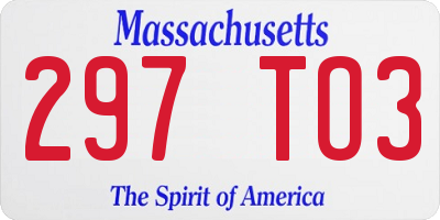 MA license plate 297TO3