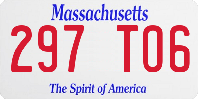MA license plate 297TO6