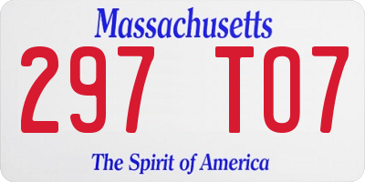 MA license plate 297TO7