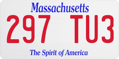 MA license plate 297TU3