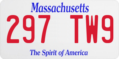MA license plate 297TW9