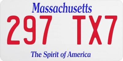MA license plate 297TX7