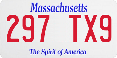 MA license plate 297TX9