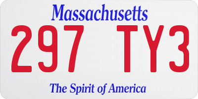 MA license plate 297TY3
